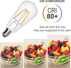 Ralbay ST64 E26 Vintage LED Edison Bulbs 60 Watt Equivalent 6-Pack, Bright Warm White Light 2700K, ST64 Antique LED Filament Bulbs, E26 Medium Base