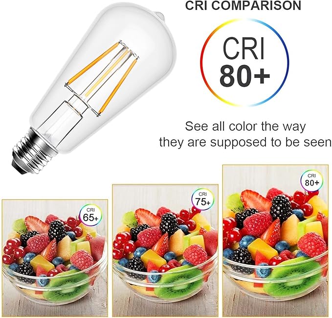 Ralbay ST64 Vintage LED Edison Bulbs 60 Watt Equivalent 6-Pack, Bright Natural White Light 4500K, E26 Antique LED Filament Bulbs, E26 Medium Base