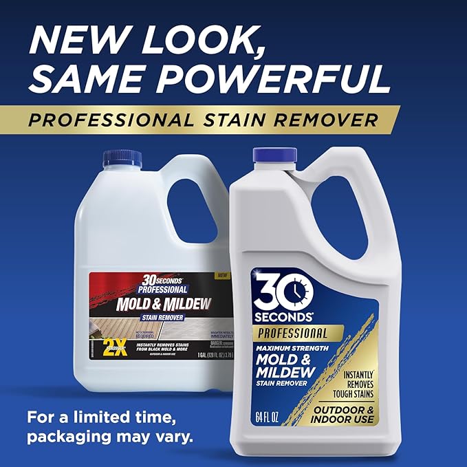 30 SECONDS Pro Mold and Mildew Stain Remover | Scrub Free | Brighter Results Instantly | Ready To Use Refill | 128 fl. oz. - PACKAGING MAY VARY