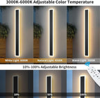 2 Pack 23.6 inch Modern LED Outdoor Wall Light, 3000K-6000K 10%-100% Dimmable Lights for Outside, IP65 Waterproof Wall Sconce Light with Remote Control for Porch, Hallway, Garage, Patio, Stairway,Yard