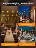 Outdoor Patio String Lights: S14 Shatterproof Bulb Outside Waterproof Light - 150Ft 45M Remote Dimmable Connectable Hanging Outdoor Electric Lighting - Garden Backyard Yard Gazebo Porch Party