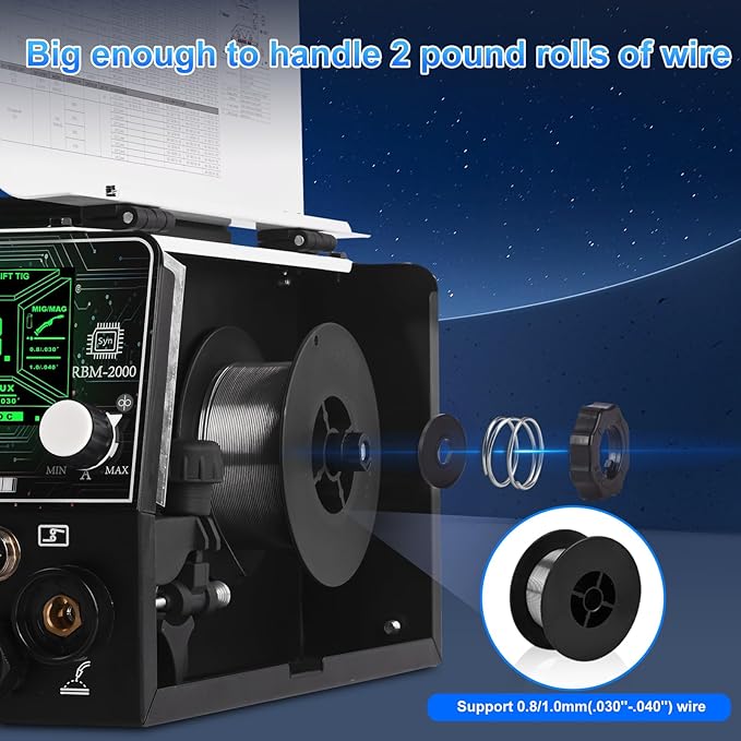 Reboot RBM2000 5-in-1 Welder 120V/240V with Spool Gun - 2025 Upgrade Complete Kit for Aluminum Welding, Steel, Metal Finishing, MIG, Flux Core, Lift TIG, Stick Welding Machine