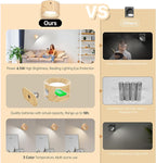 Koopala 3PACK Rechargeable LED Wall Sconce, Cordless Battery with Remote Powered Wall Sconce, 3 Brightness Levels, 360° Swivel Magnetic Shade for Reading Bedside, Wood Grain Color.