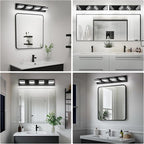 Modern LED Bathroom Lights Fixtures(4-Light),Metal Black Acrylic Wall Lighting,Vanity Lights for Bathroom Over Mirror(6000k 27In