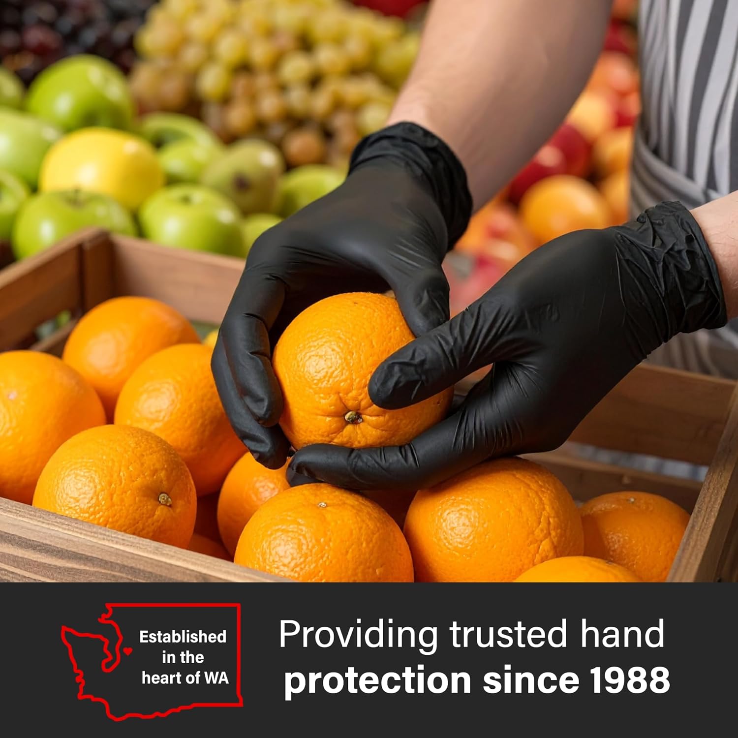 GLOVEWORKS Black Nitrile Gloves Disposable Latex Free, 5 Mil Industrial, For Mechanic, Cleaning, Cooking, Kitchen, Food Grade