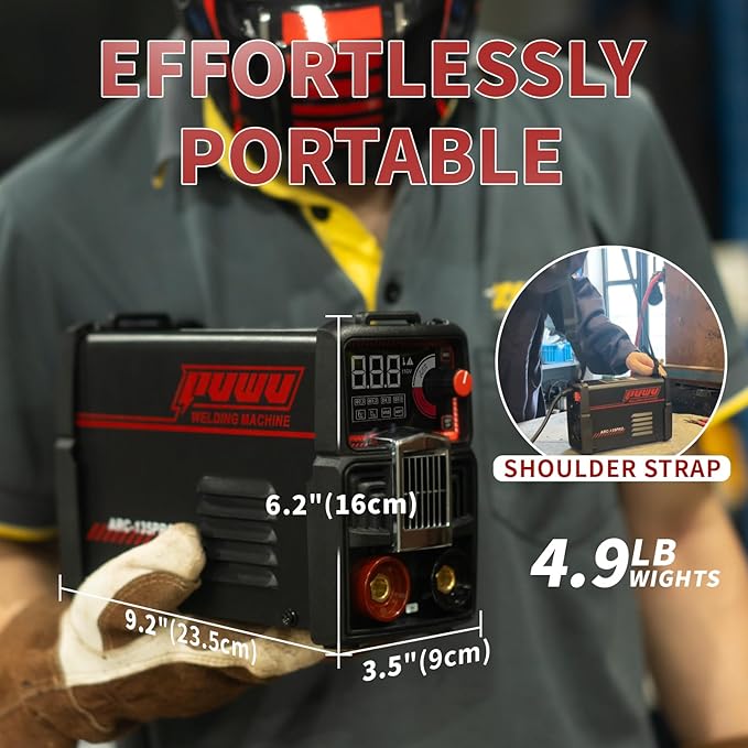 110V 135A Stick Welder Lift Tig Welder Portable Welding Machine with Overheat Protection,Electrode, Digital Screen, Quick Connector with Hot Start - MINI MMA Arc Welder