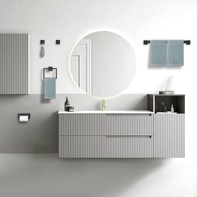 Matte Black Bathroom Hardware Accessories Set 10-Pieces Black Towel Bar Set Stainless Steel Towel Holder Set 23.6 Inch Towel Bar,Towel Racks Set for Bathroom Wall Mounted