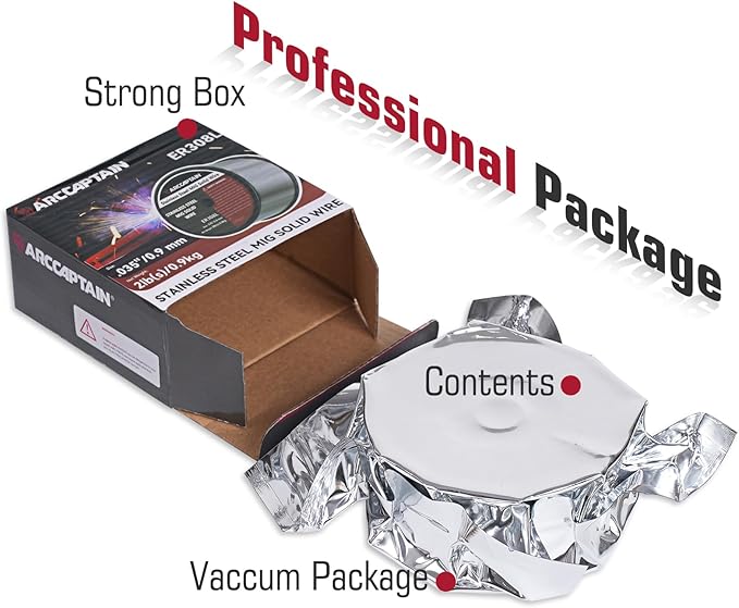 ARCCAPTAIN Stainless Steel MIG Solid Wire ER308L, .035-Diameter 2-Pound Stainless Steel Wire with Low Splatter Compatible With Lincoln Miller Forney Harbor MIG Welder