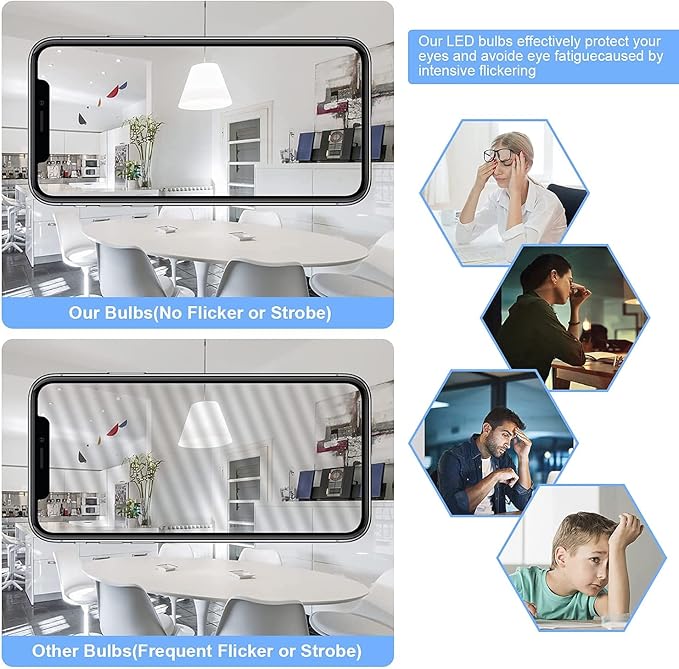 T10 LED Bulb E26 60 Watt Dimmable 7.3 INCH Tubular Long Light Bulbs, 5000K Cool White Tube Light Bulb for Candelabra, Wall Scones, Chandelier and Ceiling Fan, 120V 600Lumens 6 Pack