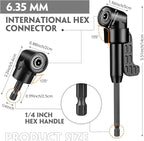 17 Pcs Flexible Drill Bit Extension 105 Degree Right Angle Drill Adapter,360° Rotatable 1/4 3/8 1/2" Impact Grade Socket Adapter Set,90° Angled Bits,Super Bit Shaft Extension Bits,Screwdriver Bit Set