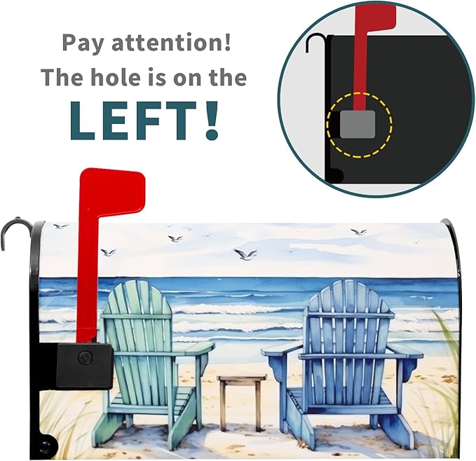 Summer Beach Life Nautical Coastal Theme Mailbox Covers - Magnetic, Standard Size 25.5x21 Inch, Blue Ocean Seagull Waterproof Wraps for Post Letter Boxes, Garden Yard Outdoor Decor