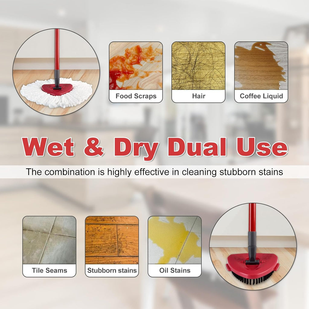 Mop Replacement for Ocedar, Mop for O Cedar, Replacement Mop for O Cedar Spin Mop Contains 4-Section Mop Handle 2 Mop Replace Head 1 Mop Base 1 Scrubber Mop Head for O-Cedar Spin Mop