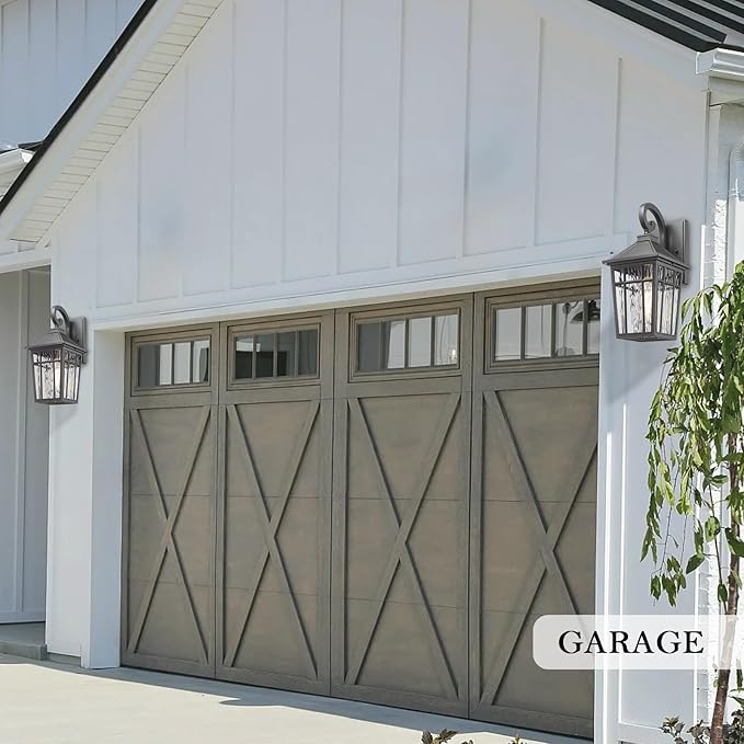 Darkaway Outdoor Wall Lights for House, Exterior Lighting Fixtures Wall Mount Outside Porch Lights Waterproof Black Outdoor Sconce Lights with Water Ripple Glass for Patio Garage Front Door