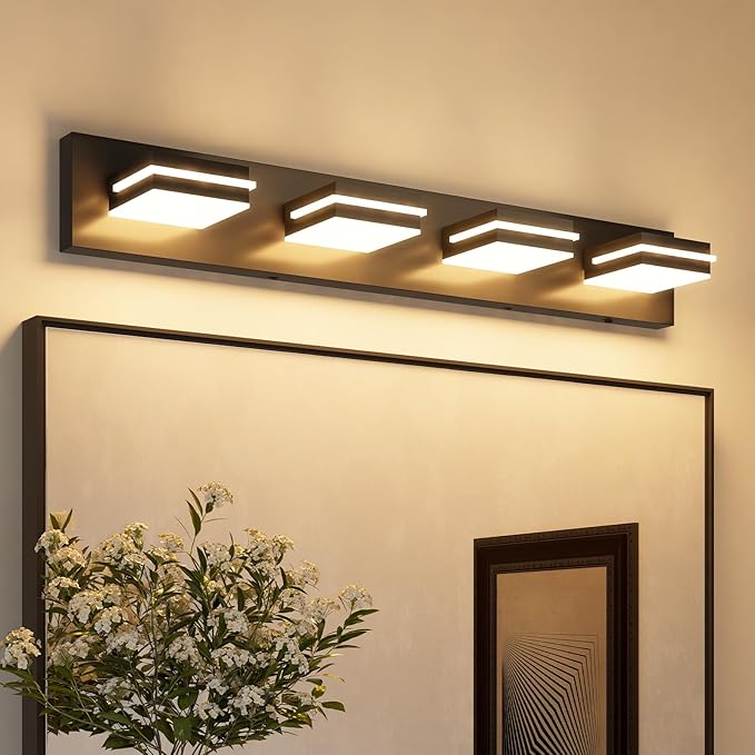 VOLISUN 5CCT Bathroom Light Fixtures Over Mirror, Dimmable, 360°Rotatable Head, 30 inch, 4 Light Bathroom Vanity Light Fixtures, Black LED Vanity Lights for Bathrooms-ETL Certificated