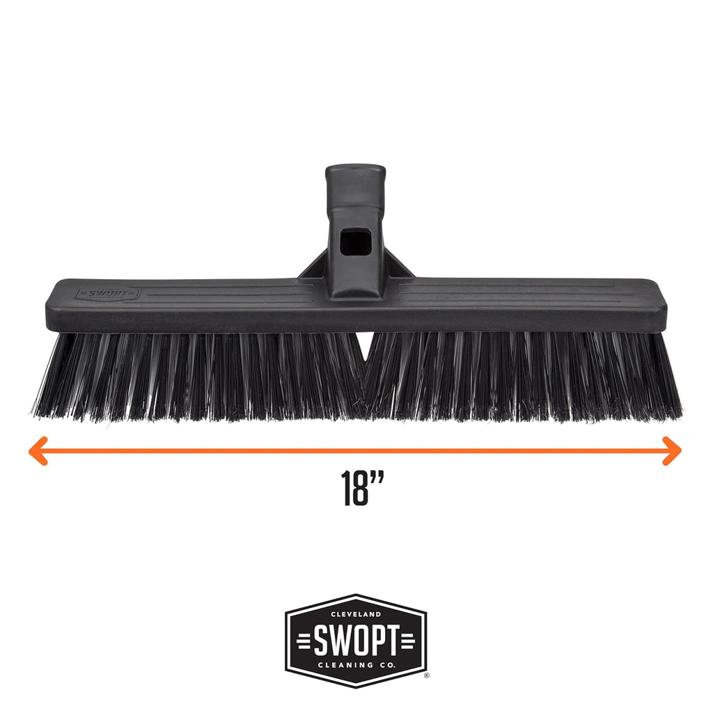 SWOPT 18” Standard Multi-Surface Push Broom Head — Indoor and Outdoor Push Broom — Cleaning Head Interchangeable with All SWOPT Cleaning Products for More Efficient Cleaning and Storage