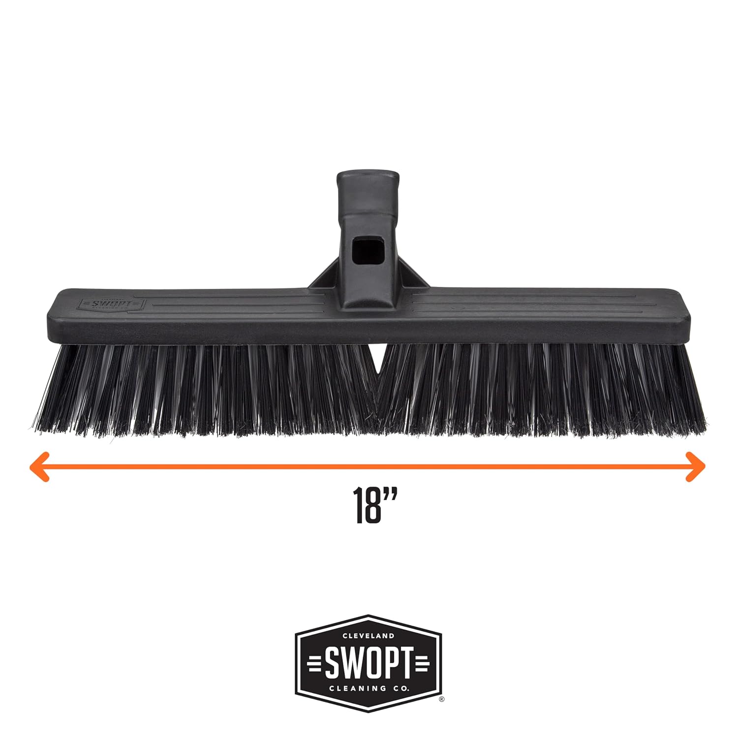SWOPT 18” Standard Multi-Surface Push Broom Head — Indoor and Outdoor Push Broom — Cleaning Head Interchangeable with All SWOPT Cleaning Products for More Efficient Cleaning and Storage