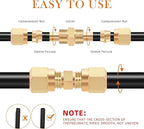 48 PCS DOT Brass Compression Air Brake Nylon Tubing Fittings,1/4" 1/8" 3/8" 1/2" 5/16" OD Straight Union Fitting Assortment Kit, DOT Air Line Fittings for Truck or Industrial Air System