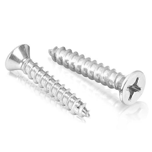 Bolt Dropper Stainless Steel Wood Screws - #12 x 1-1/4" Flat Head Phillips - 25 Pack - Silver Stainless Steel Self-Tapping Screws - Corrosion Resistant for Home Improvement - Indoor and Outdoor Use
