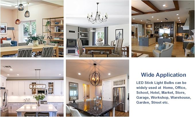 Jolux led Stick Lights, led Bulbs 60 watt Equivalent, 800 Lumen,2700K Soft White,e26 Bulb,Non-Dimmable, Enclosed Fixture Rated,6 Count (Pack of 1)…