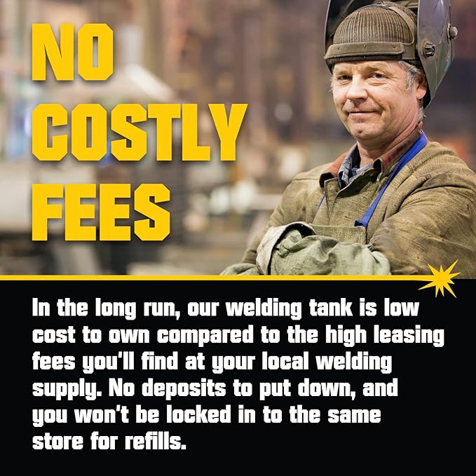 PrimeWeld 100% Argon Gas Welding Tank Full 40CF | DOT 3AA | USA CGA 580 Valve | Best Gas for TIG Welding Applications | Cylinders Full & Ready to Use