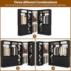 Corner Closet System with 6 Drawers, Closet Organizer System with 14 Shelves & 4 Hanging Rods, 87.2"L * 39.2"W / 63.2"L * 63.2"W Reversible L Shaped Walk-in Closets, Load 2500+LBS, Black