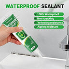 1 Pack Silicone Caulk 5.3 Oz Squeeze Tube Waterproof Silicone Sealant for Kitchen Bathroom Stronger Adhesion White Caulk for Window Toilet Sink Door Caulking Sealant with Tape and Scraper