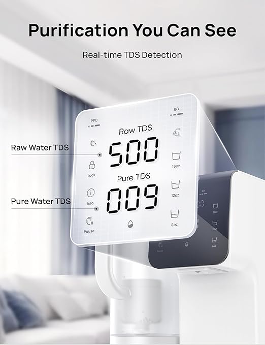 Dreo Reverse Osmosis Water Filter Countertop, 7-Stage RO Water Filtration System, Installation-Free, Reduce TDS, Water Filter Pitcher for Home, Kitchen, 3:1 Pure to Drain, WF511 Upgraded