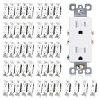 ELEGRP Decorator Wall Receptacle Outlet, Tamper Resistant 15 Amp Standard Electrical Wall Outlet, Residential Grade, Self-grounding, 125V, 2 Pole 3 Wire, 5-15R, UL Listed, Glossy White, 50 Pack