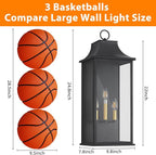 25" Outdoor Light Fixture Large Dusk to Dawn Outdoor Wall Lights, Black Exterior Light Fixture, Outside Coach Lights Wall Mount Waterproof Outside Light Fixtures for House Garage Porch Patio