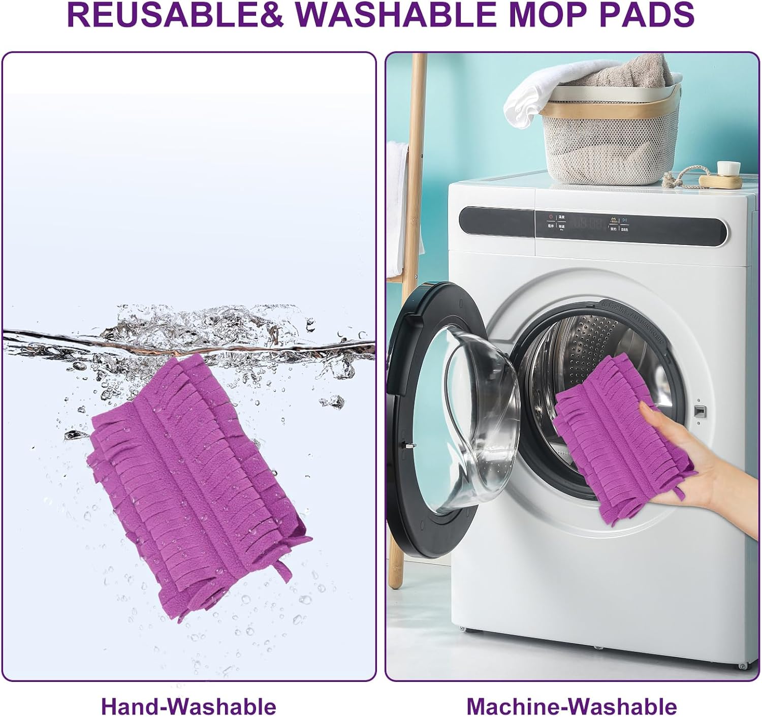 6 Pack Mop Refill Pads for PowerMop Multi-Surface and Wood Mop Pads Refill, Washable & Reusable Microfiber Spray Cleaning (Purple)