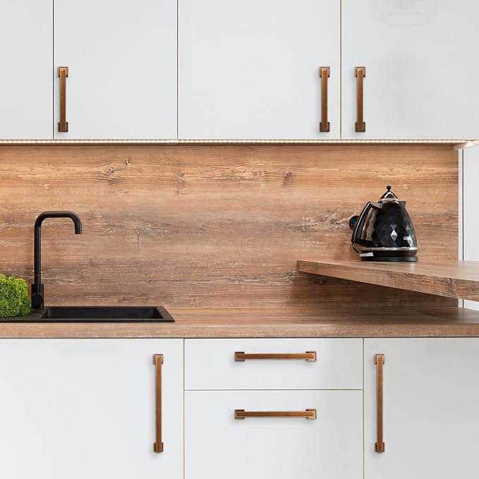 COTYKILEY 6 Pack 7 Inch(177mm) Antique Brass Kitchen Cabinet Handles and Pulls - Vintage Drawer Handles in Aged Gold Bronze Finish