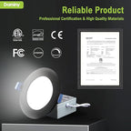 DAMINY 24 Pack 4 Inch Black LED Recessed Lighting with Junction Box,5CCT,Ultra-Thin Recessed Light,7W 700lm, Dimmable Canless Wafer Ceiling Light, High Brightness - ETL