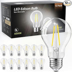 TJOY 12 Pack A19 Vintage LED Edison Bulbs, Non-Dimmable, 60W Equivalent, High Brightness 5000K Daylight White, 8W E26 Standard Base, 760 Lumens, CRI80+, Clear Glass Filament Bulb for Home, Farmhouse