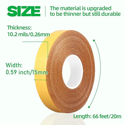 Double Sided Tape Heavy Duty,0.59" X 66 Ft,Strong Carpet Tape with Fiberglass Mesh,Super Sticky Clear Two Sided Tape for Mounting Crafts,Carpet,Picture,Wallpaper,Balloon