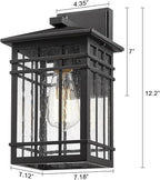 Outdoor Wall Lantern, Exterior Light Fixture, Waterproof Outdoor Wall Lighting Fixture Outside with Seeded Glass for Porch, Garage, Patio, Hallway, Entryway, 2 Pack