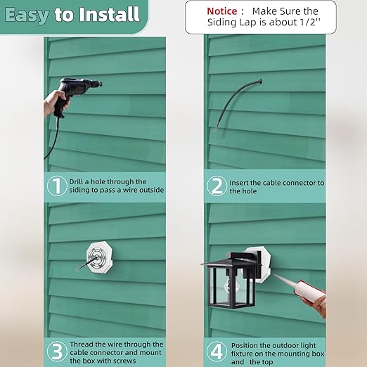 Siding Mounting Blocks, Qulity Siding Mounting Plate, 130110006001 Octagon Small Outdoor Light Mounting Block, for 1/2 inch Lap Double and 4 inch Height Siding, White 2 Packs