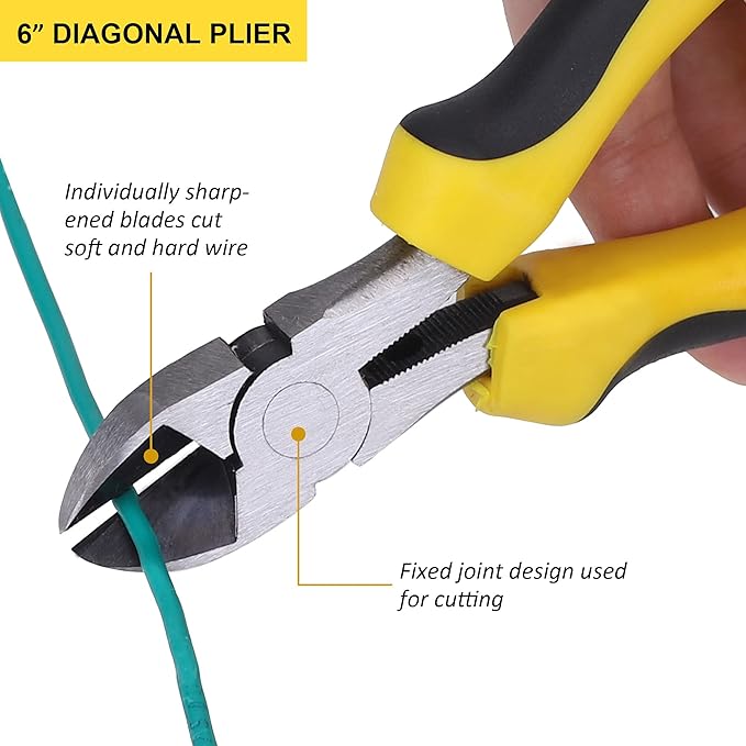 TOPLINE 5-Piece Pliers Set, Pliers Tool Set Included 8" Groove Joint, 7" Linesman, 6" Long Nose, 6" Slip Joint, 6" Diagonalfor Basic Home Maintenance