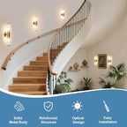 Glass Rods Wall Light Fixture Indoor Brass Bathroom Vanity Lights Beside Mirror Lighting Lamps Up and Down Wall Mounted Light E12 Socket