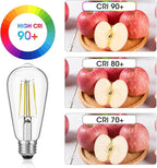 LED Edison Bulbs, 60W Equivalent ST19, Efficient 6W LED, E26 Medium Base Light Bulbs, High Brightness 750 Lumens, 5000K Daylight, Clear, Pack of 4