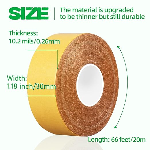 CHENYA Double Sided Tape Heavy Duty,1.18" X 66 Ft,High Tack Strong Wall Adhesive with Fiberglass Mesh,Super Sticky Resistente Clear Strong Mounting Tape for Crafts,Carpet,Picture