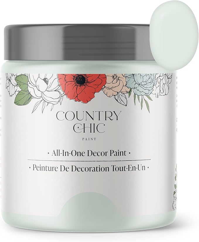 Country Chic All-in-One Chalk Paint for Furniture, Cabinets, Home Decor, Eco-Friendly, Matte Finish, Built-In Primer & Top Coat for Wood, Metal - String of Pearls (Light Green) - 4 oz (118 ml)