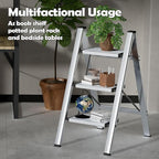 Taranta 3 Step Ladder,Aluminum Lightweight Folding 3 Step Stool with Anti-Slip Wide Pedal,330lbs Capacity Step Ladder for Household,Kitchen,Office - Silver