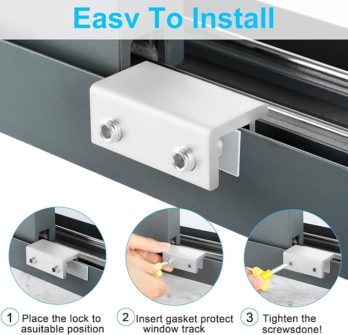 Window Locks, 6 Sets Window Locks Security with Key, Adjustable Aluminum Sliding Window Security Safety Locks Child Proof Security Lock Stoppers for Vertical & Horizontal Sliding Window