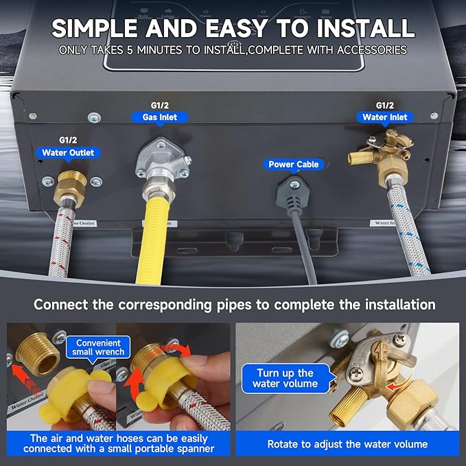 Propane Tankless Water Heater, 4.21GPM 16L Indoor,Instant Hot Propane Gas Water Heater with Fahrenheit Digital Display,Multi-Protection