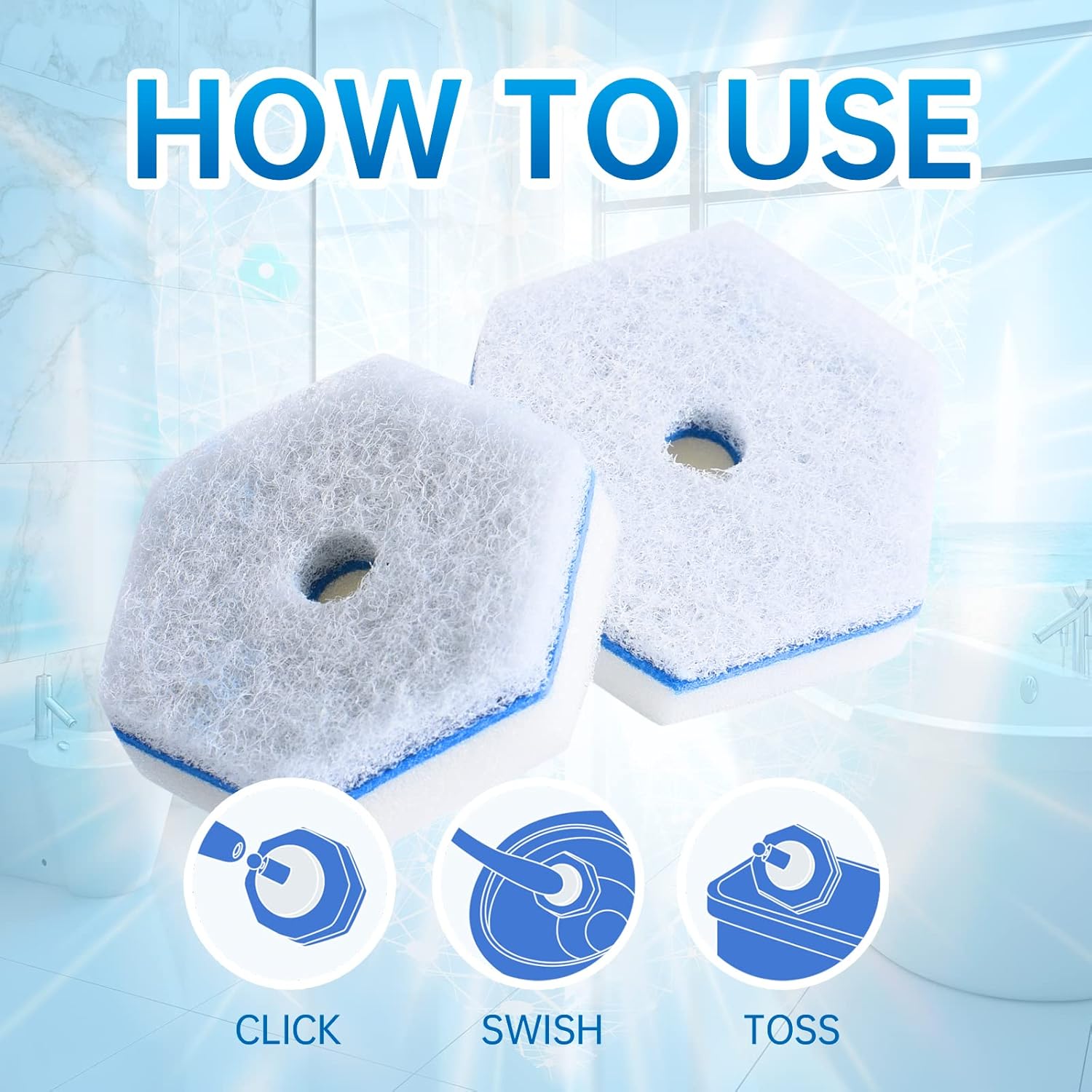 Aimery 40 Count Blue Disposable Toilet Bowl Wand Refills – Easy Clean & Fresh Bathroom