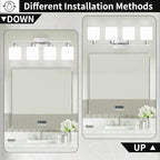 4 Light Bathroom Light Fixtures, Brushed Nickel Vanity Lights for Bathroom with Milky White Frosted Glass Shade, Wall Lights for Mirror Bedroom Living Room E26 Base