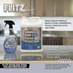 Flitz Stainless Steel Polish Protectant - 32oz Bottle, USA-Made Ceramic Coating for Stainless Steel Appliances, Repels Fingerprints & Water Spots - Aluminum & Chrome Polish & Protectant (1 Pack)