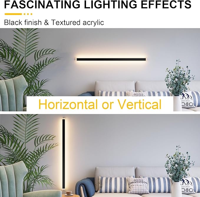 Aipsun Outdoor Wall Lighting 1 Pack, Black LED Exterior Sconces 3000K,31.5inch Modern Outdoor Wall Light Fixtures for House Courtyard Balcony Porch