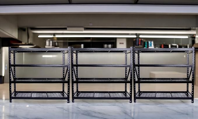 Generic Heavy Duty Member Mark 4-Shelf Industrial Storage Rack in Black, 77"" W x 24"" D x 72"" H (3 PACK)