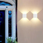 2 PCS 12W Outdoor Sconces Wall Lights LED Exterior/Interior Up and Down Lights IP65 Waterproof Modern Outdoor Lighting Fixtures Square Aluminum Exterior Wall Mount Light White 3000K Warm Lights